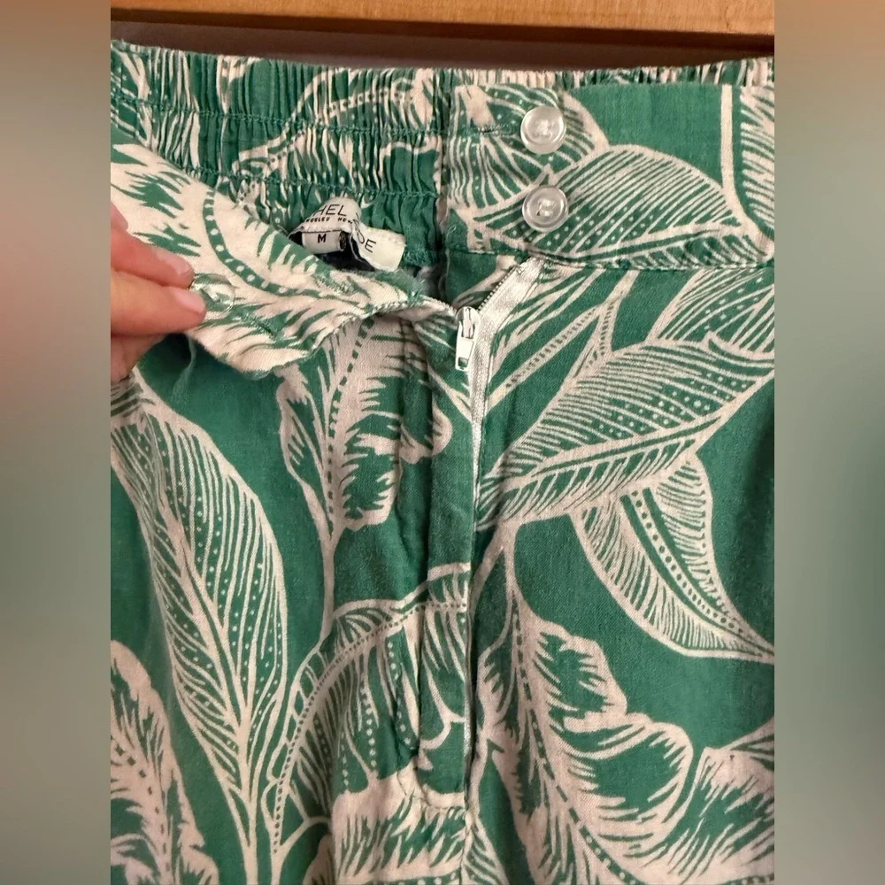 Rachel Zoe Green Tropical Linen Blend Wide Leg Pants – Size M - Picture 2 of 6